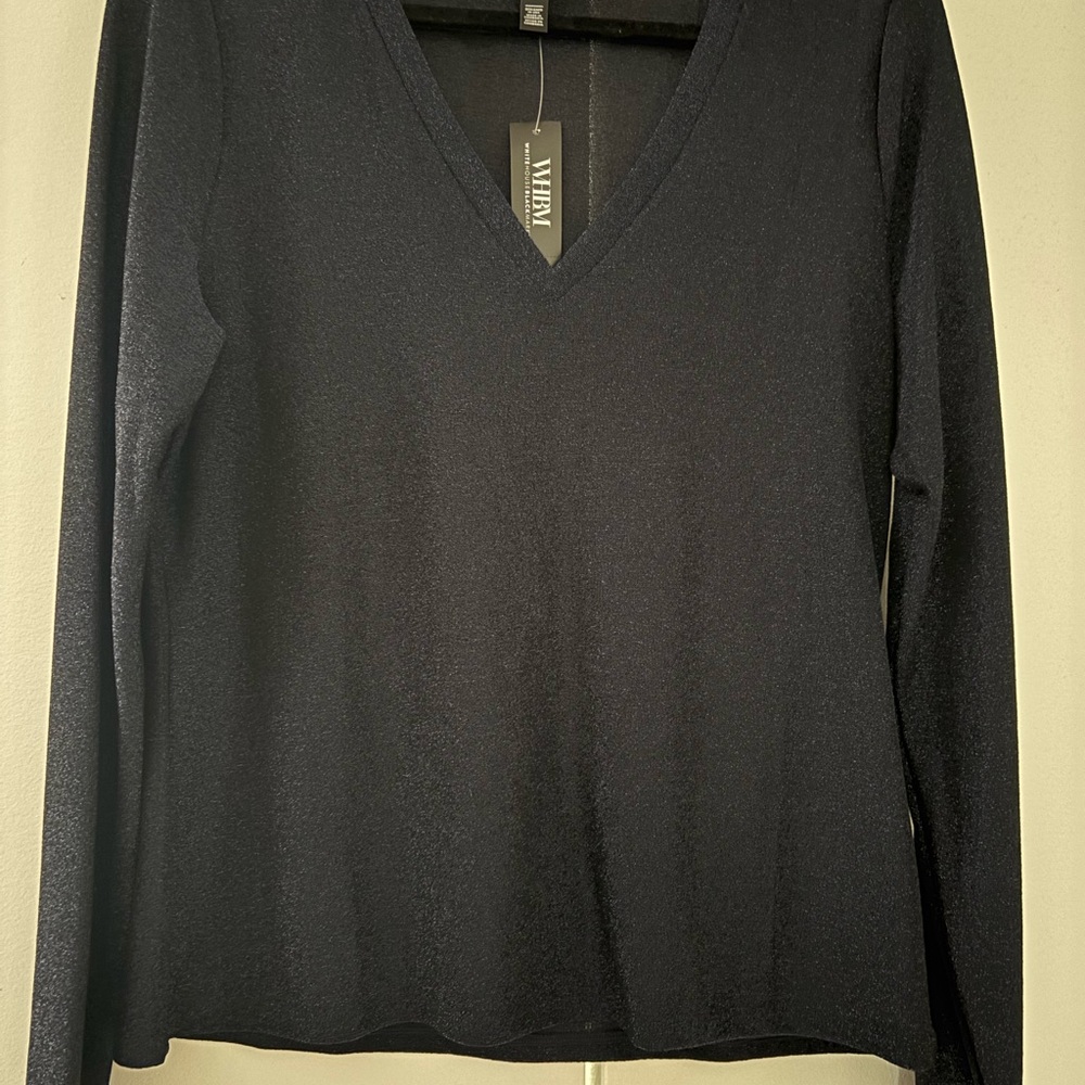 NWT WHBM V-Neck Blue Long Sleeve Top